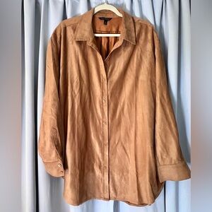 Tan Oversized Banana Republic Button-Down Shirt